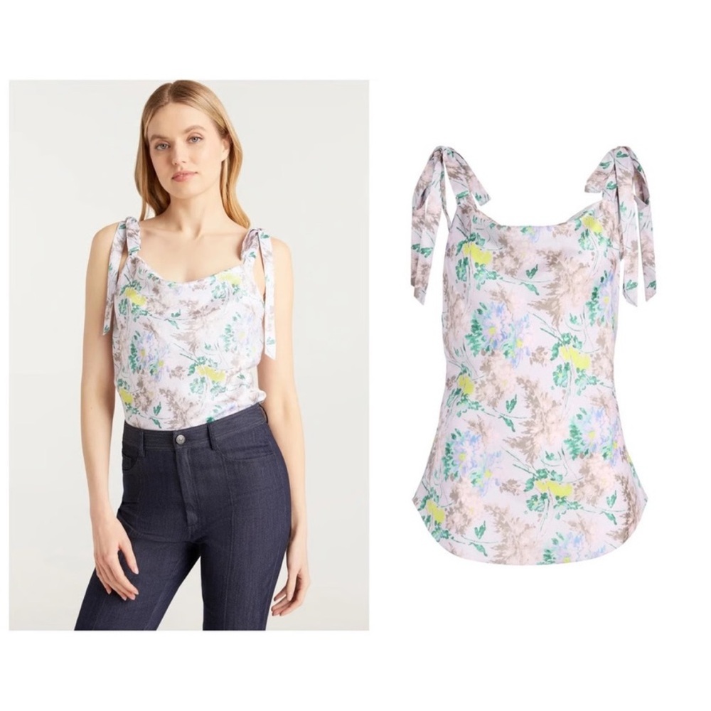 NWOT Cinq a Sept Marta Floral Tie Shoulder Top